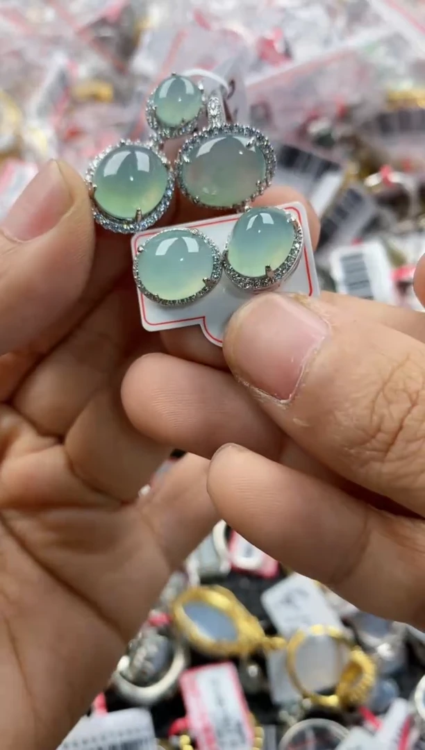 银S925镶嵌戒指翡翠444               3