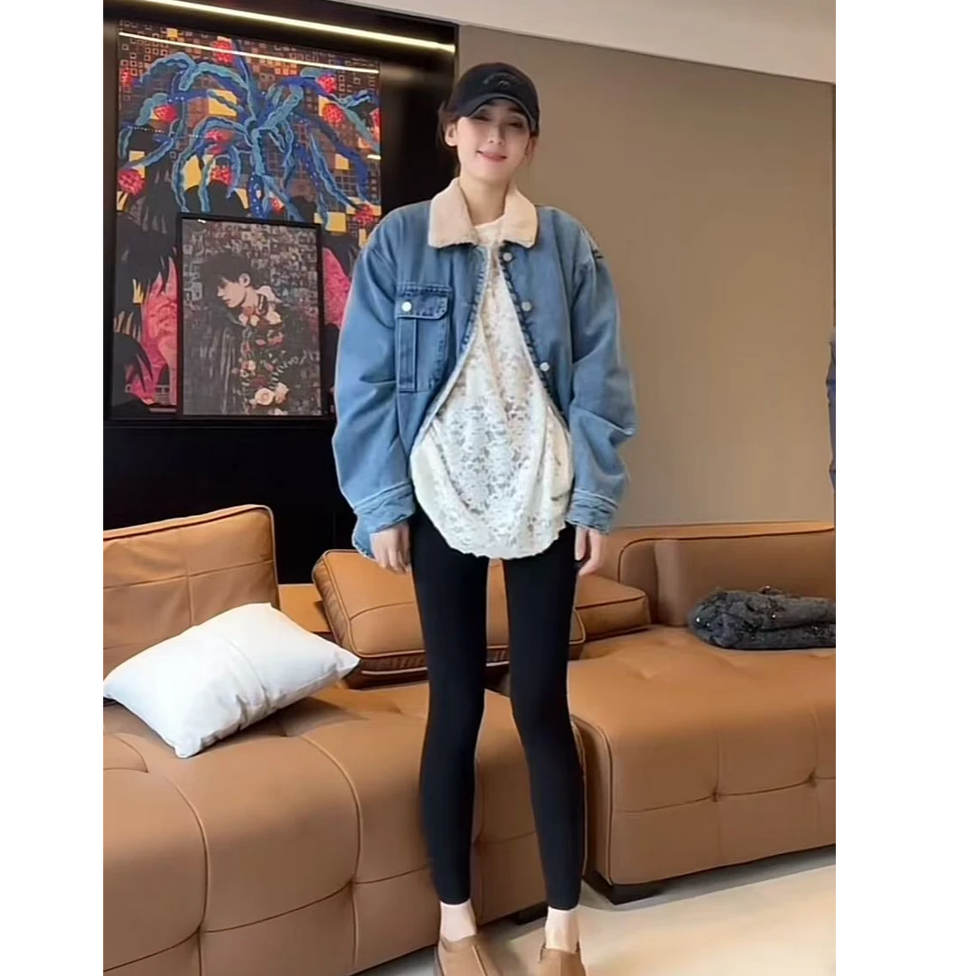 徐靖靖【初冬牛仔】2410118冬季减龄美式复古休闲牛仔加厚外套