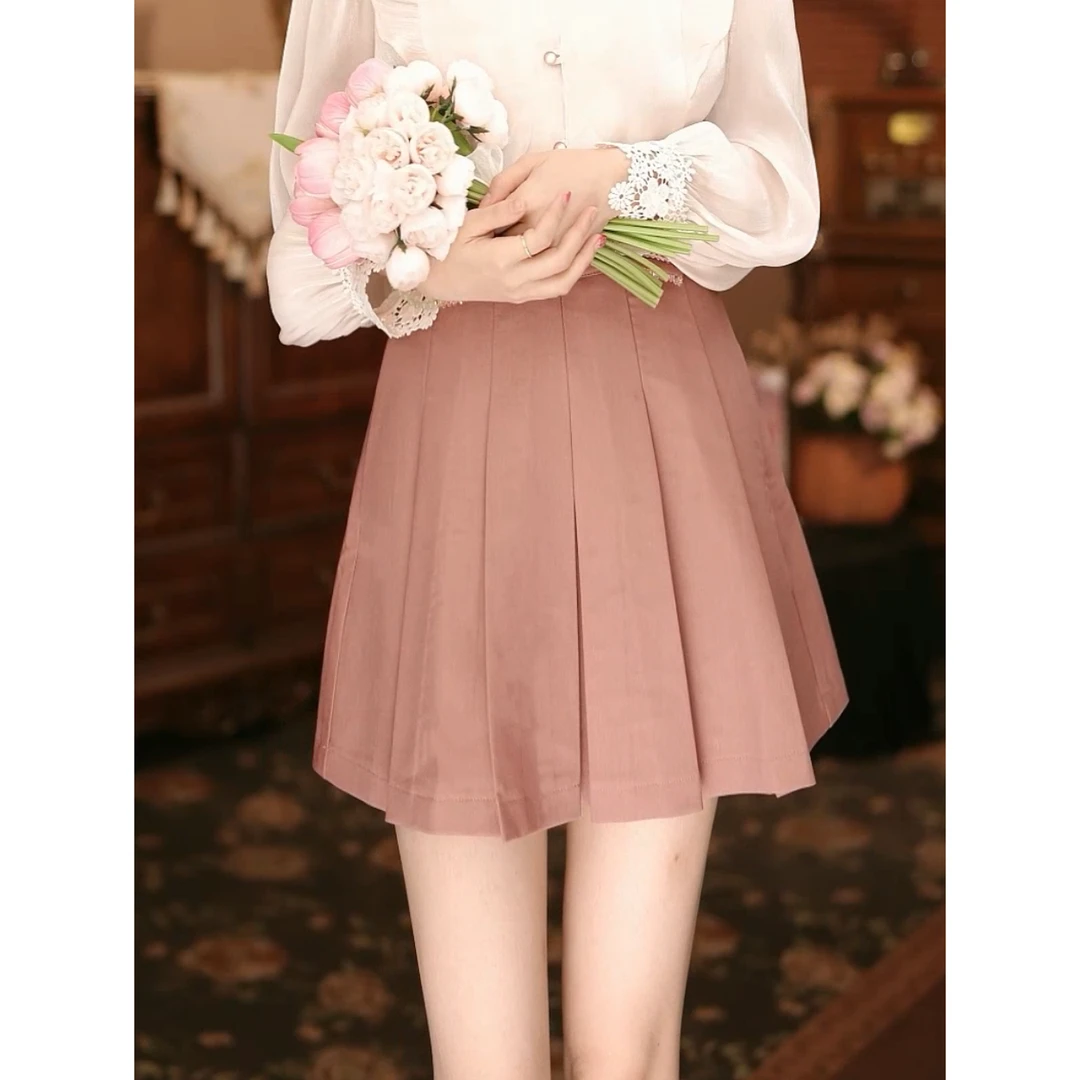 小妍【子苓】港味复古百搭显瘦高腰短裙31506