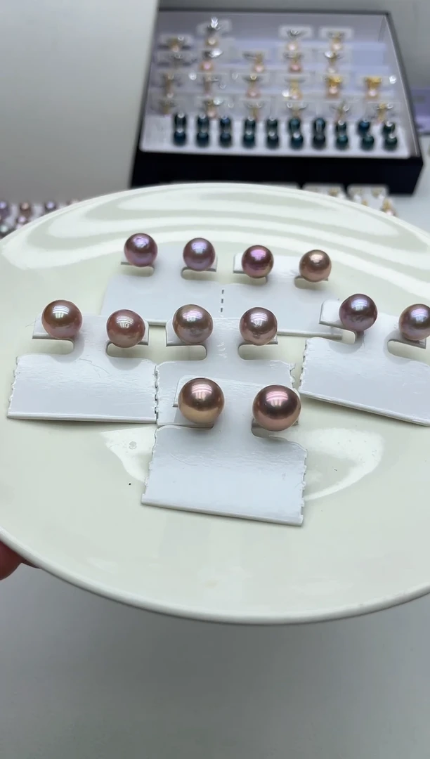 未镶嵌耳饰淡水珍珠紫色系耳饰