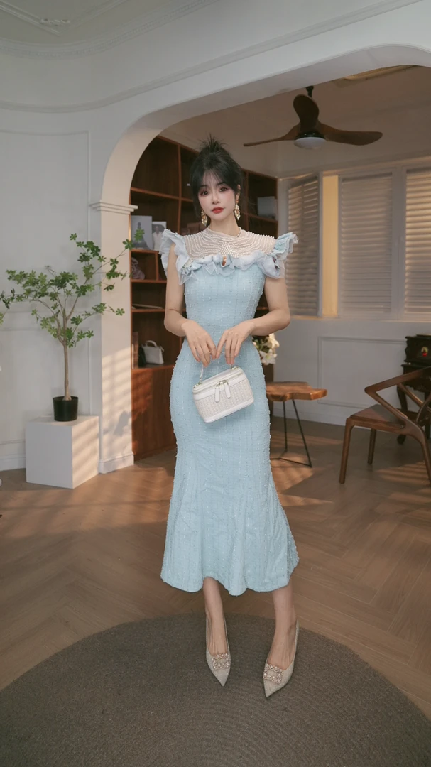 【JANE·简】 开叉连衣裙女装连衣裙蕾丝50935