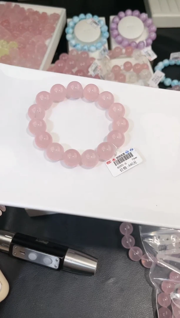 【闪购商品】水晶手链未镶嵌多样性发一Q59粉晶15mm