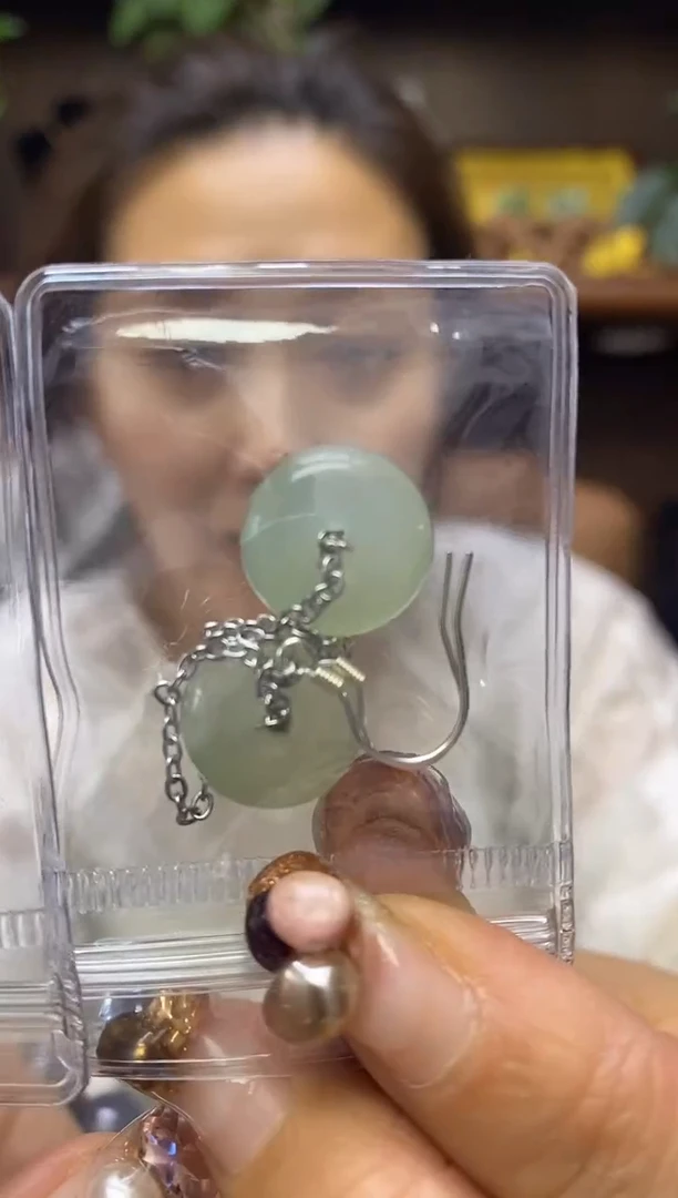 【闪购商品】岫玉耳饰银S925镶嵌·