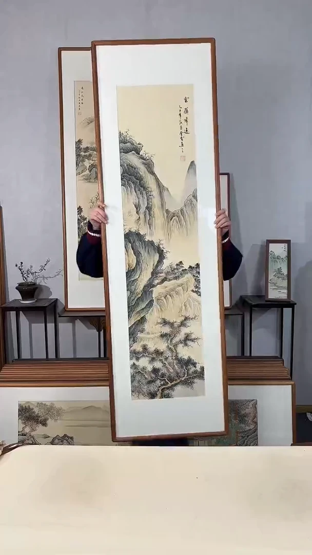 国画手绘*云岭归逸*52*172cm带框发货