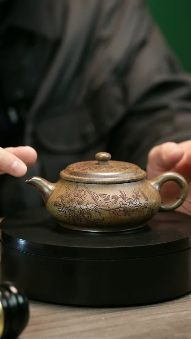 茶壶紫砂用****7H1917李琴柴烧刻绘明炉