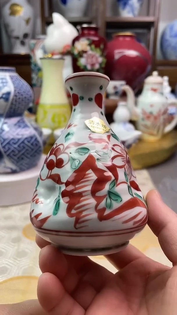 【闪购商品】盘清水烧赤绘花器