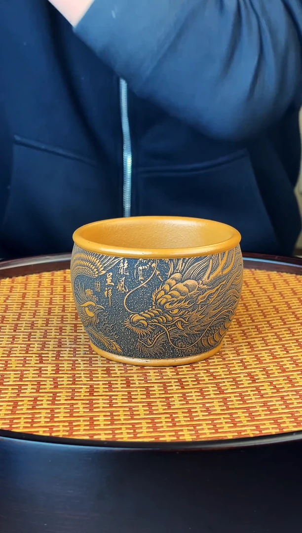 龙凤呈祥  黄金朱泥 双层  主人杯  管庆飞制