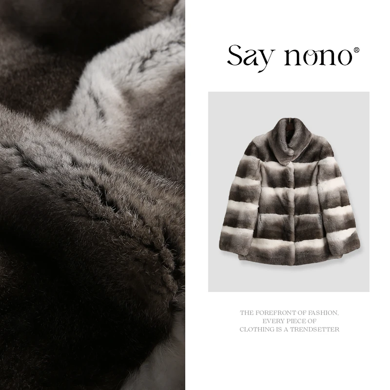 懒猫nono│Saynono 进口獭兔毛天然原色皮草上衣外套/MDL002