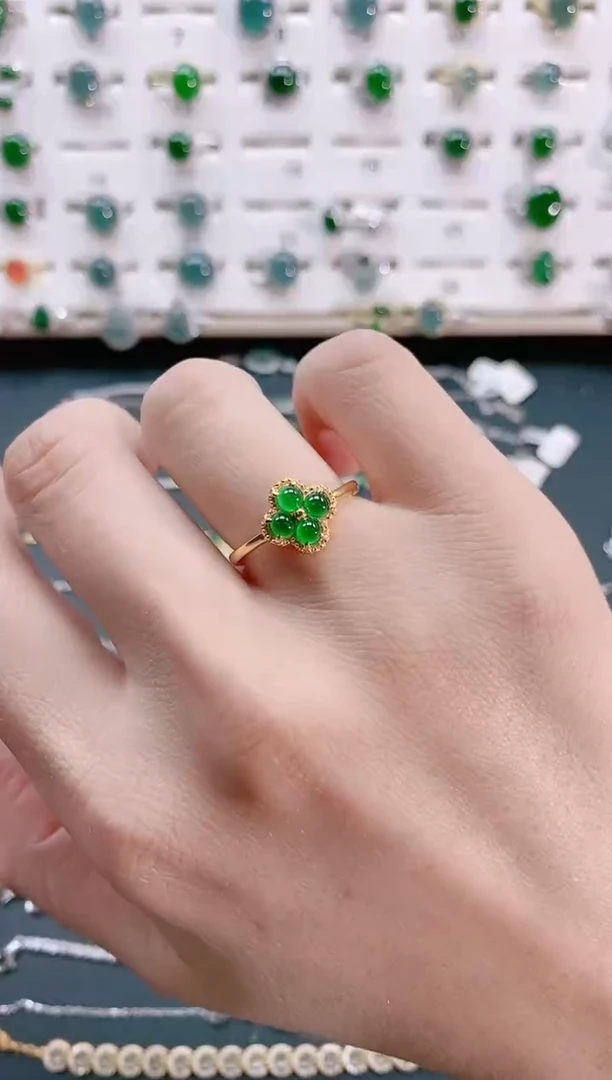 【闪购商品】翡翠戒指银S925镶嵌天然翡翠