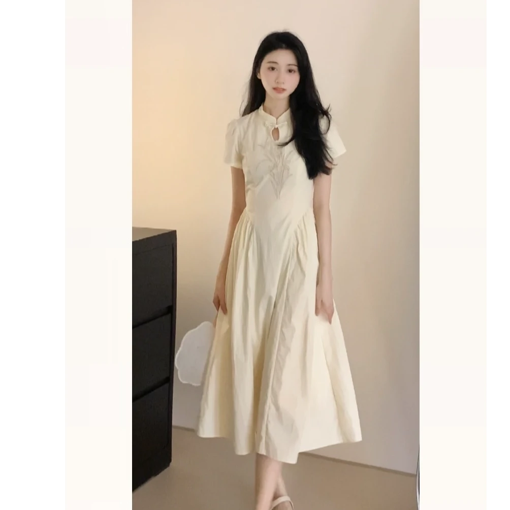 鹿向南「粉丝福利」新中式显瘦连衣裙夏国风气质长裙L36136