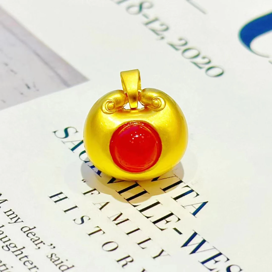 【姜总甄选】苹安福果红玉髓合金镶嵌吊坠赠合金项链【ZDZ396】