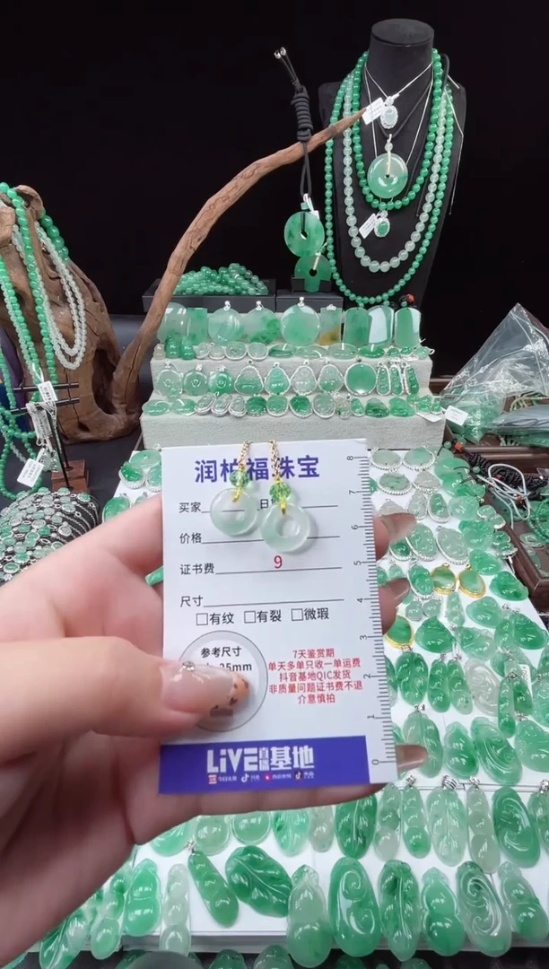 吊坠(赠链)未镶嵌石英质玉（非洲翠）5.16耳钩