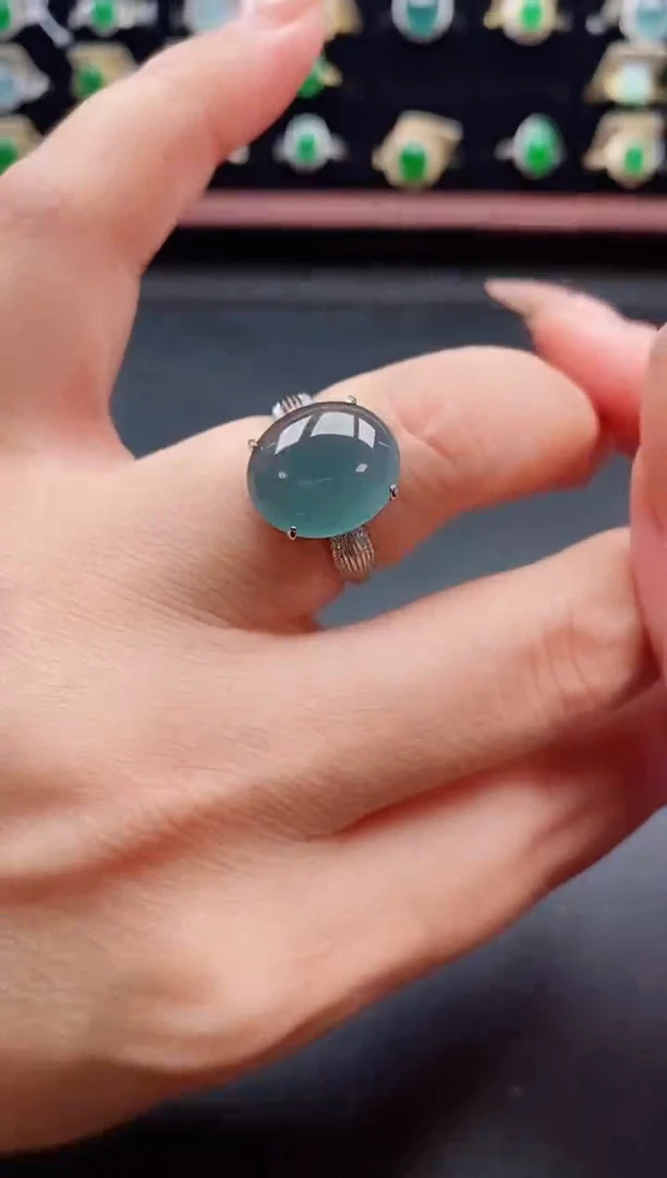 银S925镶嵌戒指翡翠1