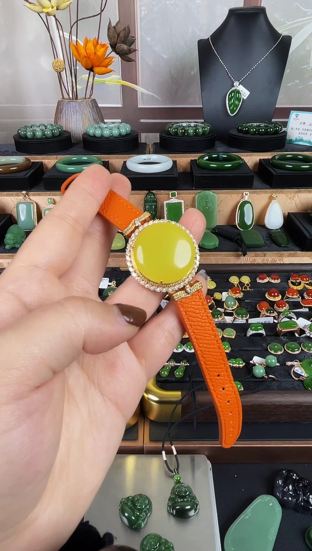 18K金镶嵌手链和田玉（黄玉）18K