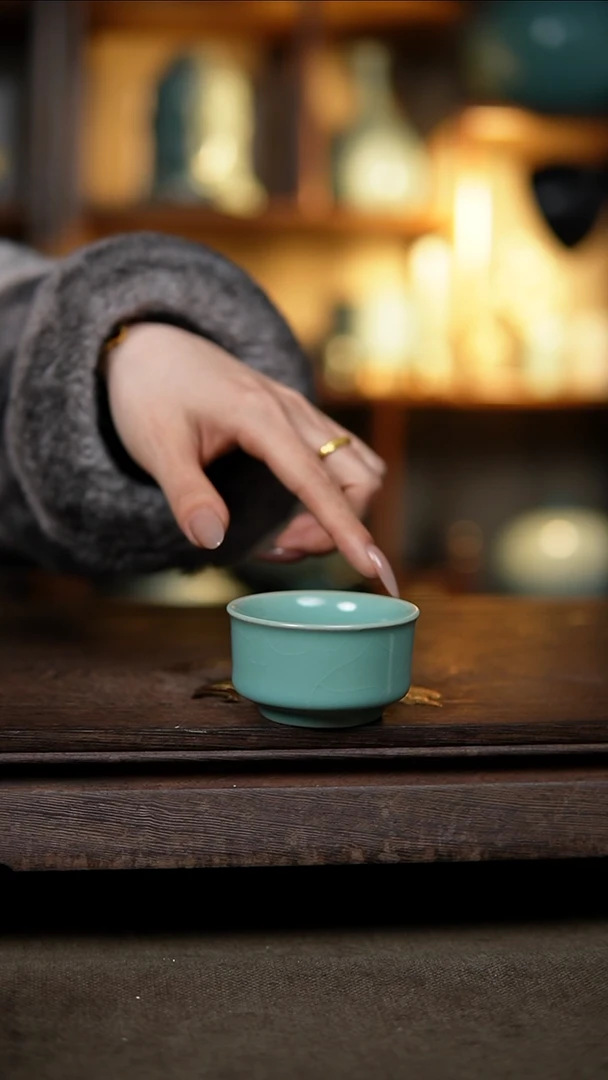 【闪购商品】杯仿古天青精工唇杯一级