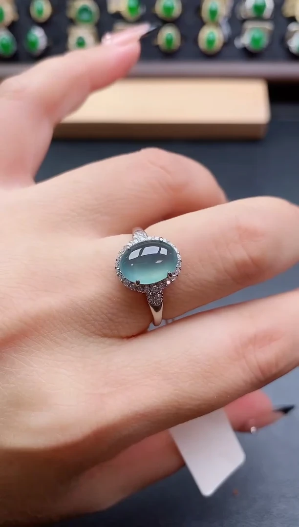 银S925镶嵌戒指翡翠1