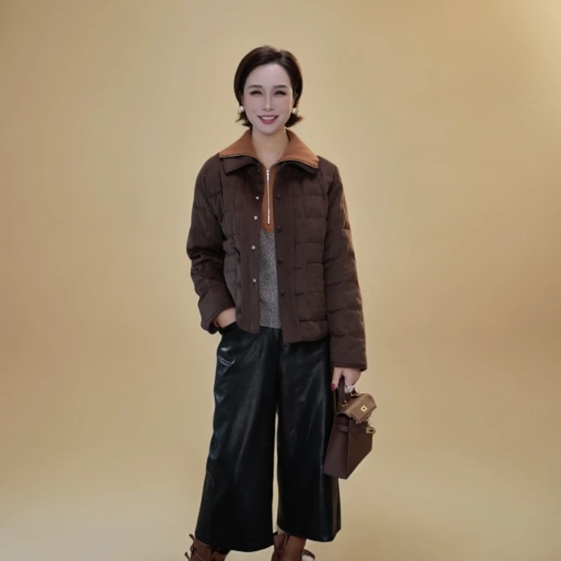 【赞妈甄选】新款轻奢老钱风休闲轻薄保暖驼绒服ZM1920N