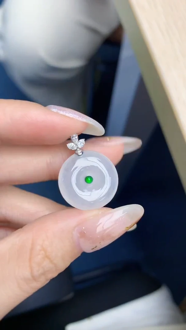 颈饰18K金镶嵌翡翠天然缅甸翡翠a货百元以上9元证书费自理