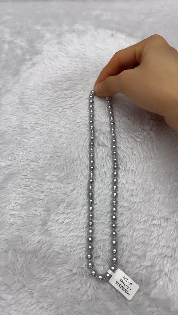 项链银S925镶嵌海水珍珠AK真多麻6.5-7mm