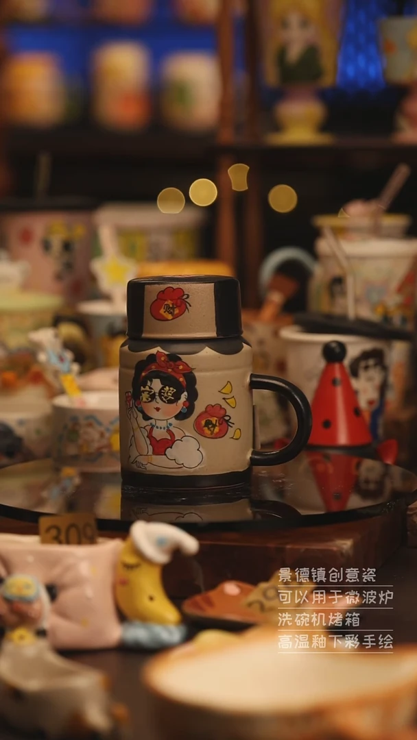 陶瓷景德镇可爱陶瓷釉下彩绘设计师款H