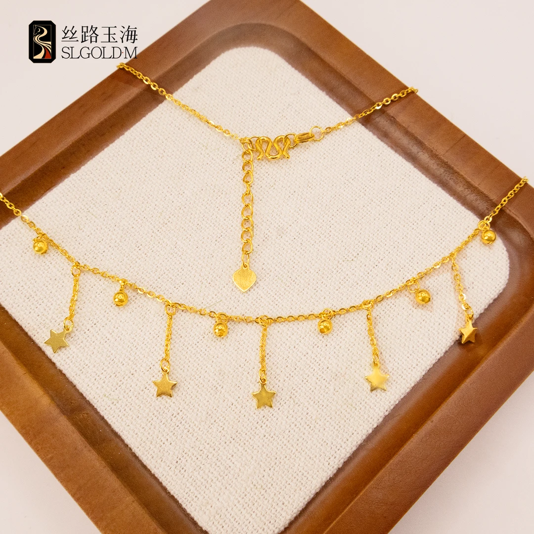 星星爱心足金999流苏五角星设计感十足时尚