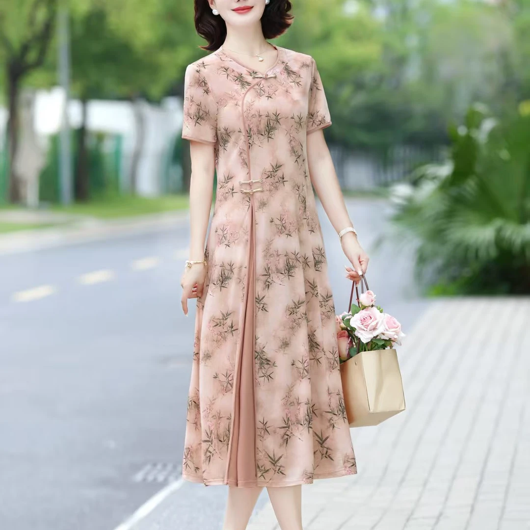 7.20气质斜襟改良旗袍连衣裙25195