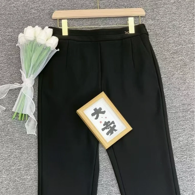 歆御女装时尚百搭显瘦黑色烟管裤6838
