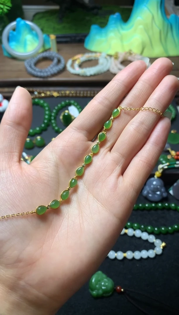 【闪购商品】和田玉手链银S925镶嵌手链