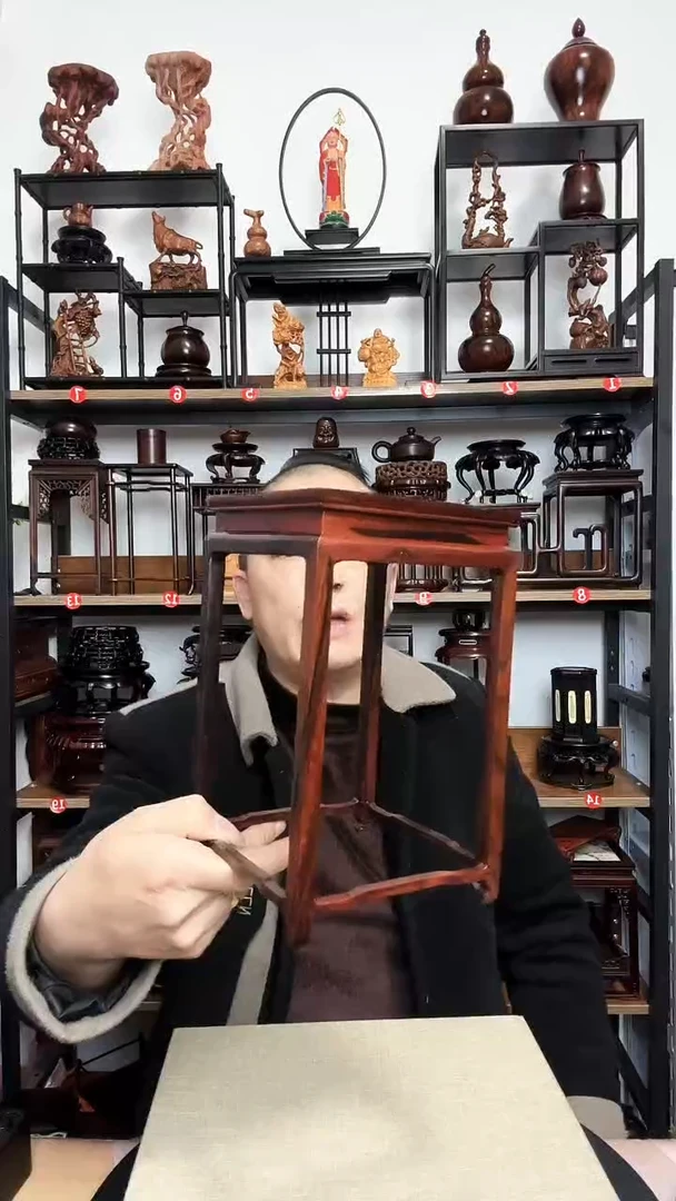 紫砂底座木13.5正方23高