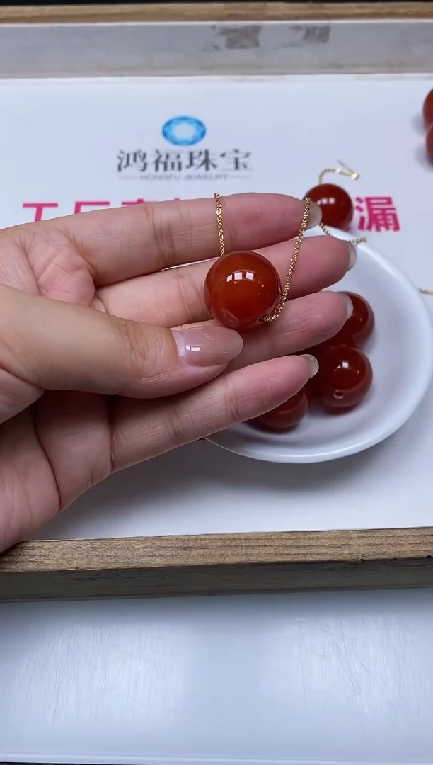 南红玛瑙散珠未镶嵌A845 冰柿子南红20mm1个12元