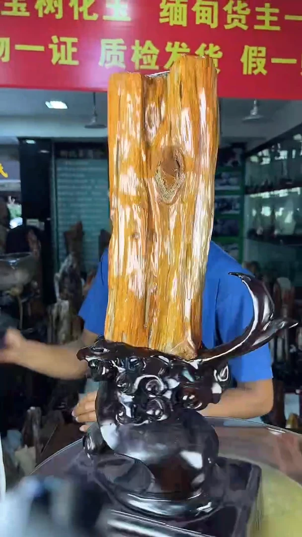 缅甸天然树化玉摆件