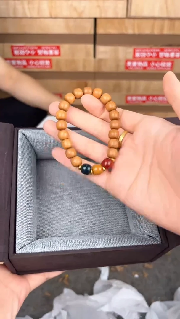 品茗文玩阁檀木三色珠链接@@LSC045