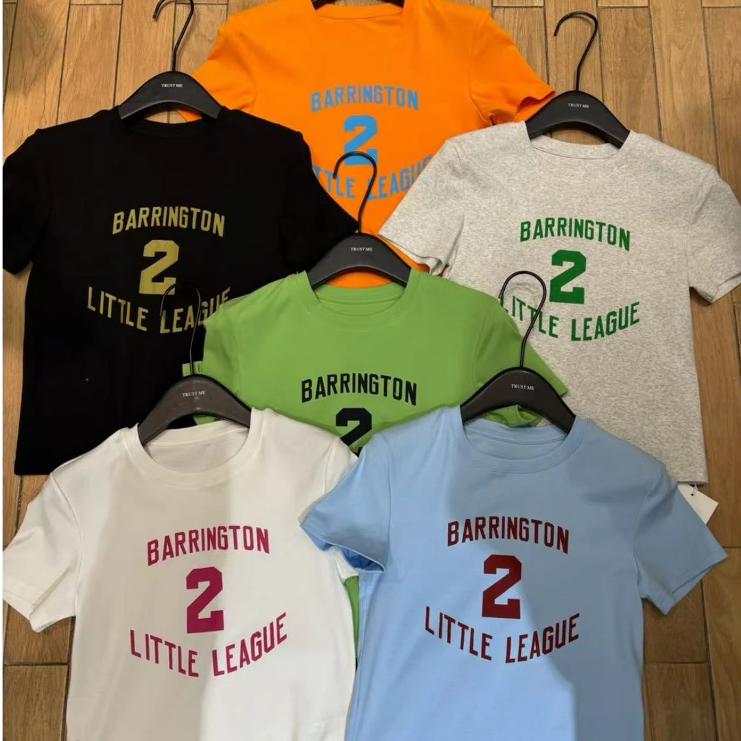 trustme（14454#）韩系圆领字母印花短袖