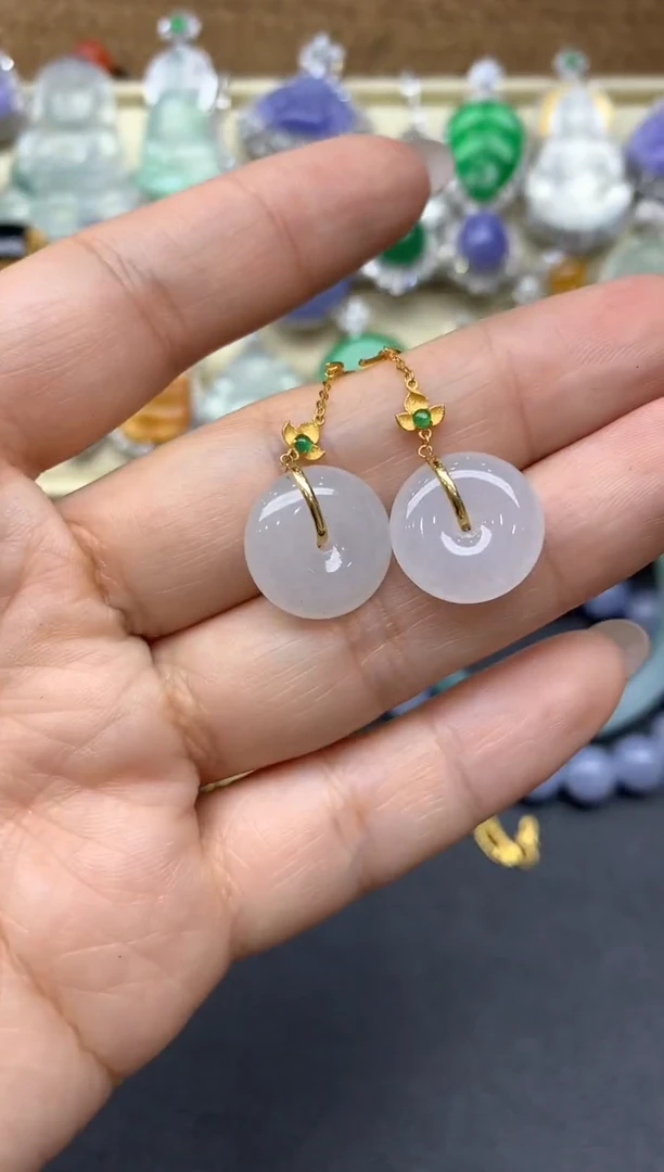【闪购商品】翡翠耳饰18K金镶嵌118-中国好珍宝