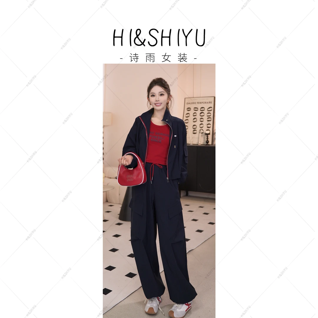 HISHIYU【酷女孩】休闲运动搭配时尚夹克工装裤三件套YSQ4009