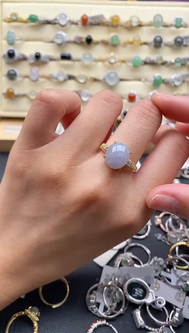 银S925镶嵌戒指翡翠333333+2