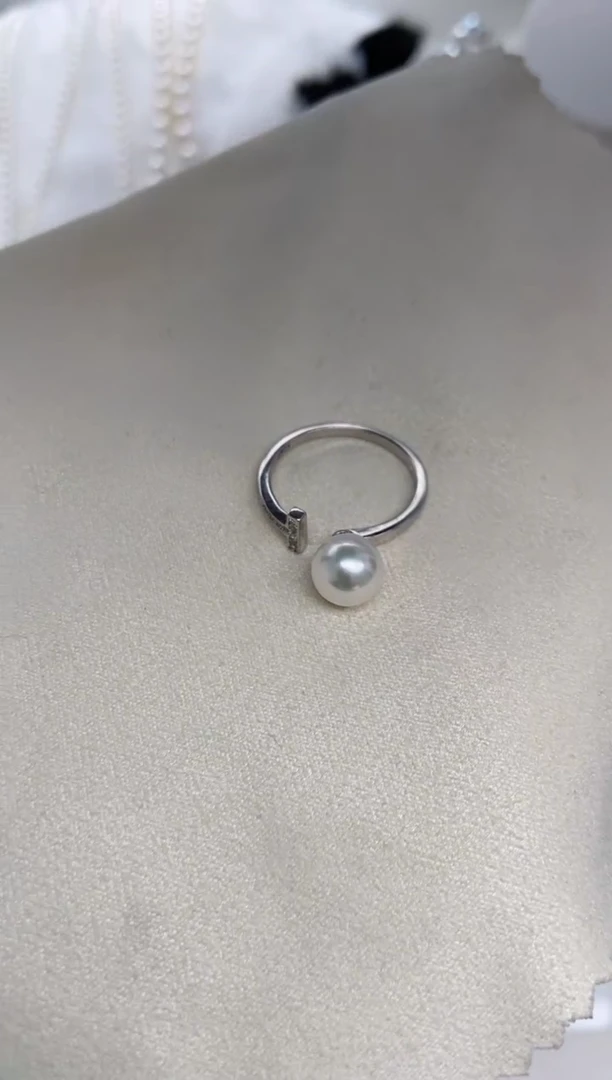 【闪购商品】海水珍珠戒指银S925镶嵌7.5-8mm戒指