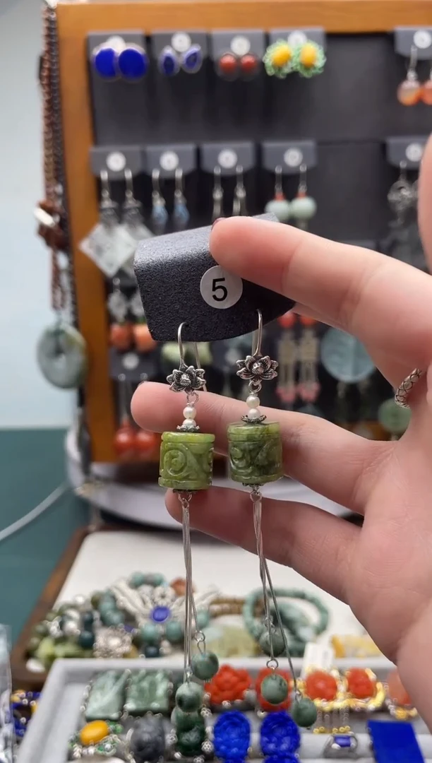 【闪购商品】翡翠耳饰银S925镶嵌饰品