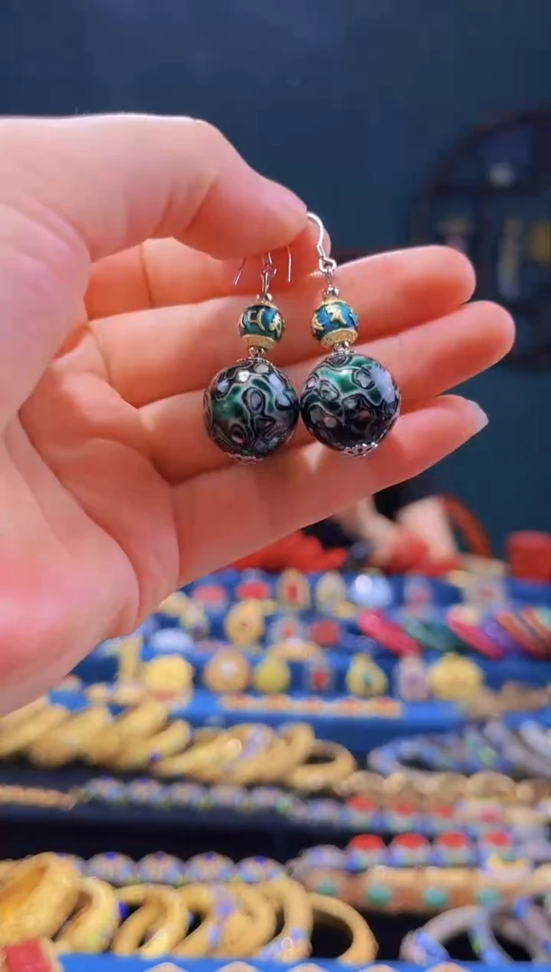 【闪购商品】非遗绝技 犀皮漆耳环 绿