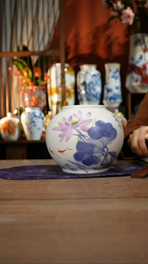 当代景德镇设计师釉下手绘陶瓷花瓶