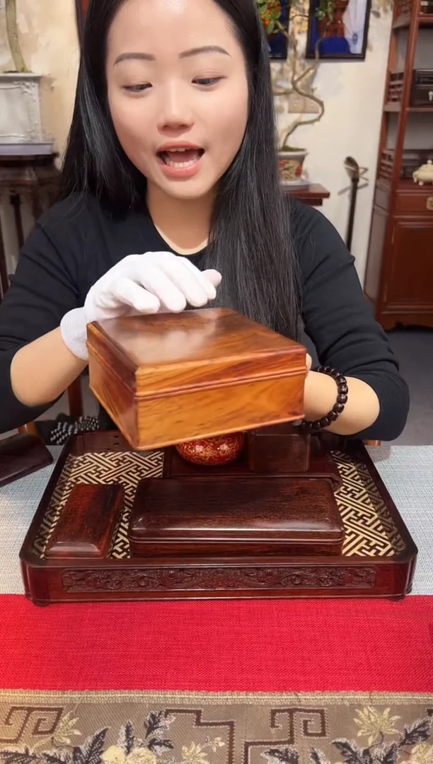 香枝木类成套家具海南黄花梨天地盖文盒   一物一拍
