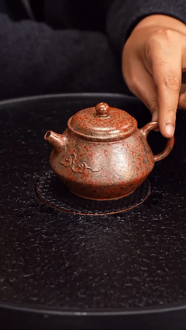 茶壶紫砂成进窑 合欢91 墨金烧 180毫升