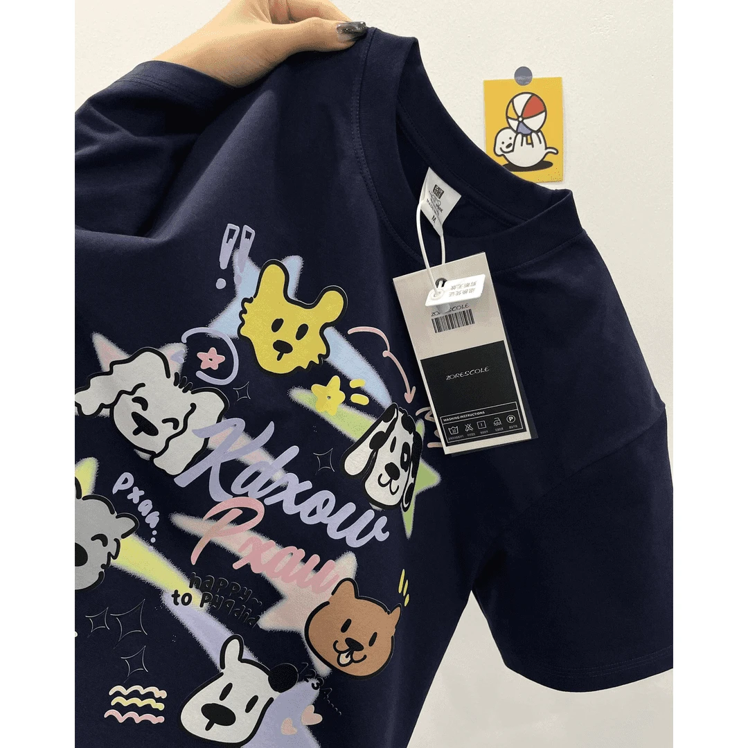 高街hiphop小个子纯棉短袖T恤女情侣复古百搭字母美式春夏短袖