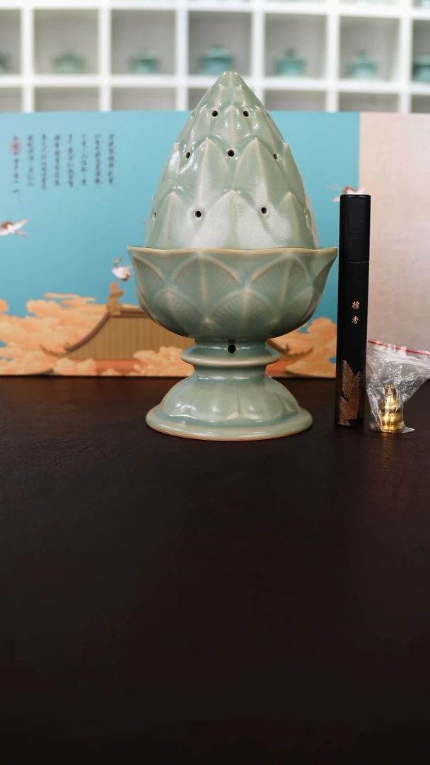 仿古釉博山炉精品送香礼盒装-二