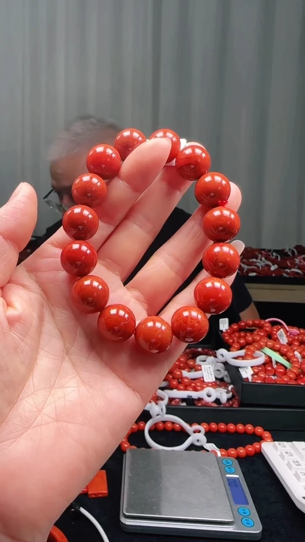 未镶嵌多样性发一件南红玛瑙14mm瓦西火焰纹圆珠单圈