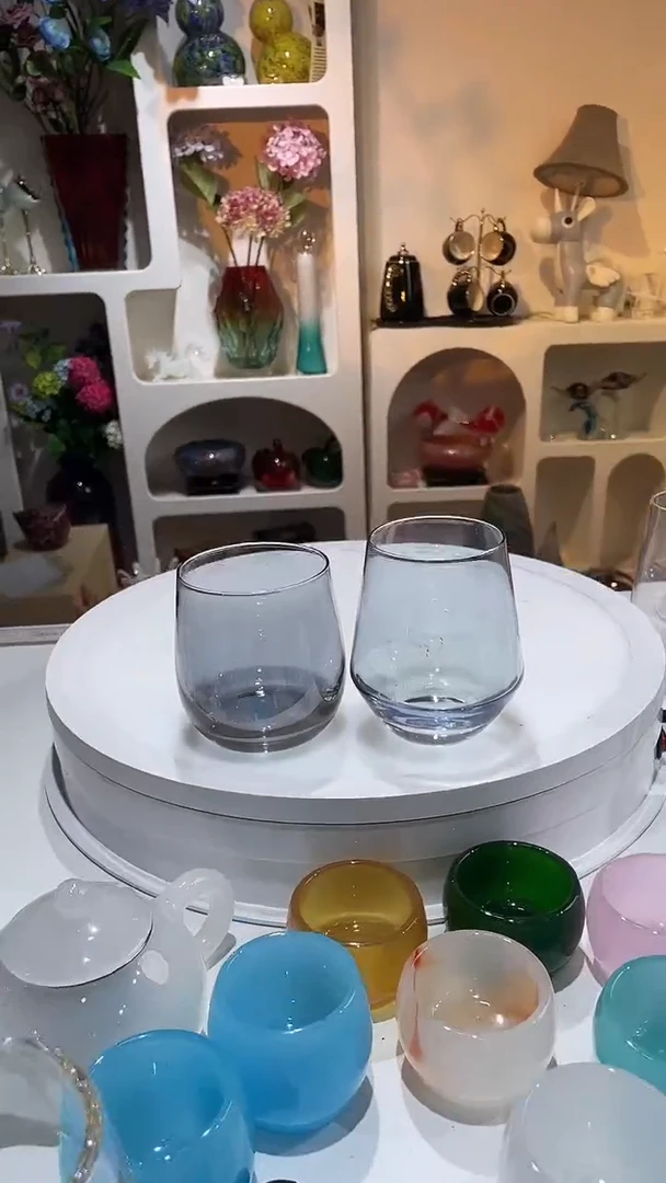 【闪购商品】水晶玻璃1蓝1灰水杯原色