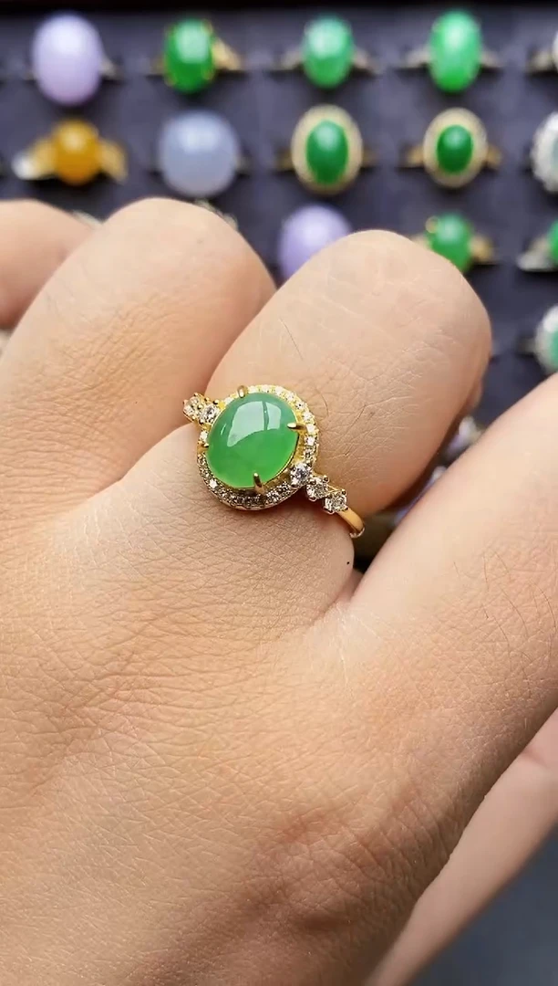 银S925镶嵌戒指翡翠0196