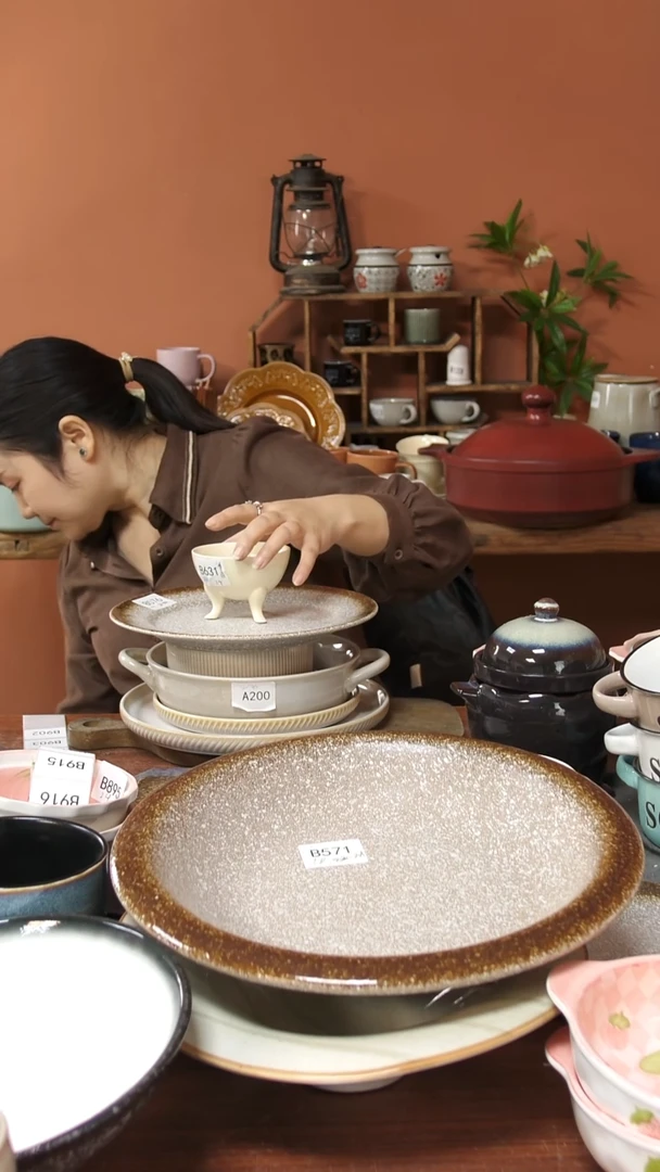 陶瓷B631陶瓷冰淇淋碗一件套微瑕