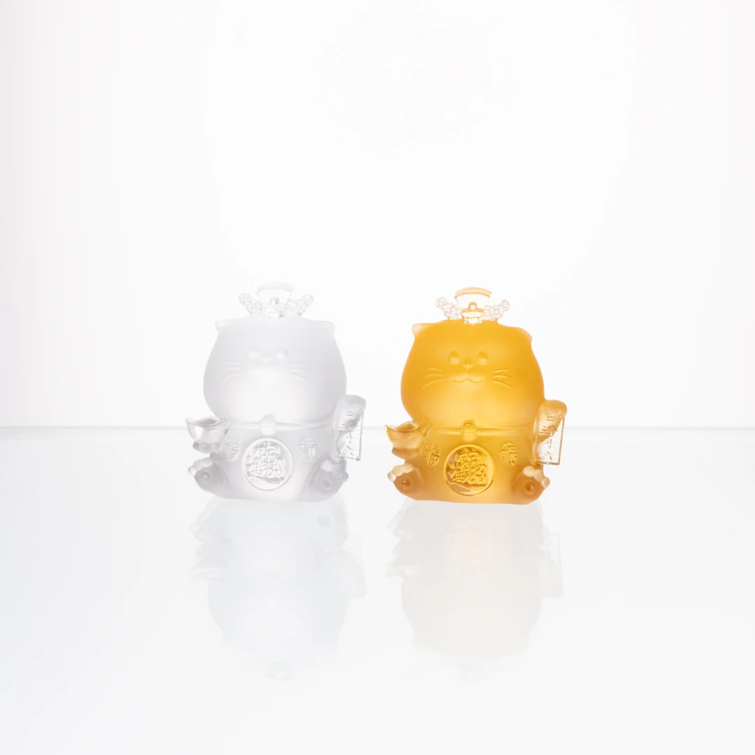 采莲东方美学会客厅【招财猫】极简轻奢新中式书房茶室置物架摆件