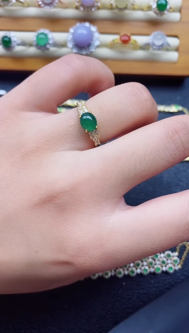 银S925镶嵌戒指翡翠1